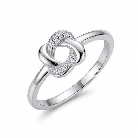 925 Sterling Silver CZ Knot Ring for Women Size 6