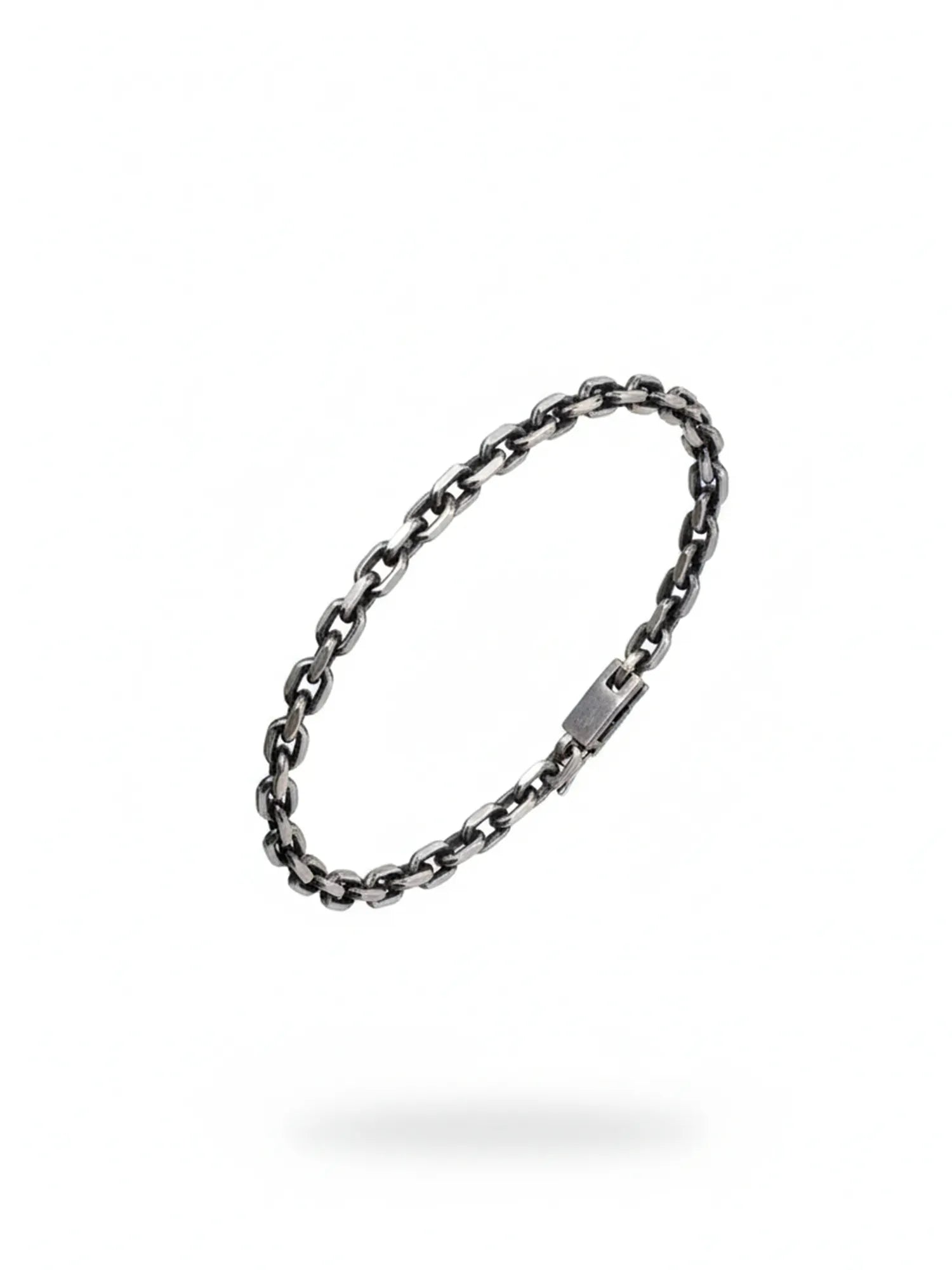 Sylvexia Men’s Silver Rectangular Link Bracelet