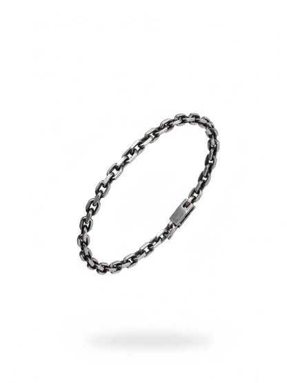 Sylvexia Men’s Silver Rectangular Link Bracelet