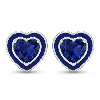SYLVEXIA 925 Sterling Silver Blue Heart CZ Stud Earrings for Women