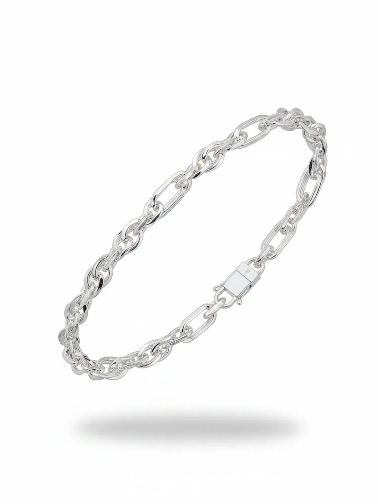 Sylvexia Men’s Silver Interlinked Chain Bracelet