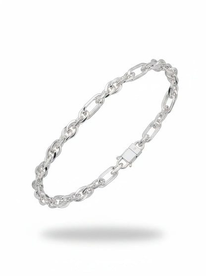 Sylvexia Men’s Silver Interlinked Chain Bracelet