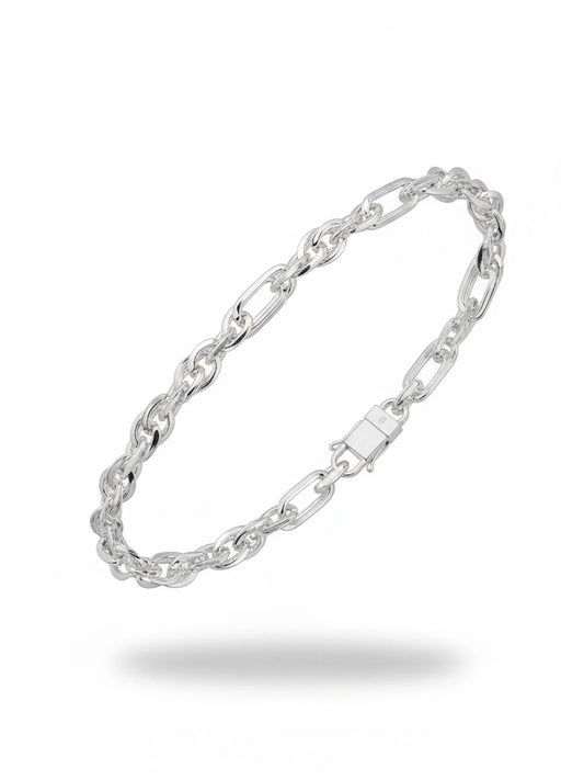Sylvexia Men’s Silver Interlinked Chain Bracelet