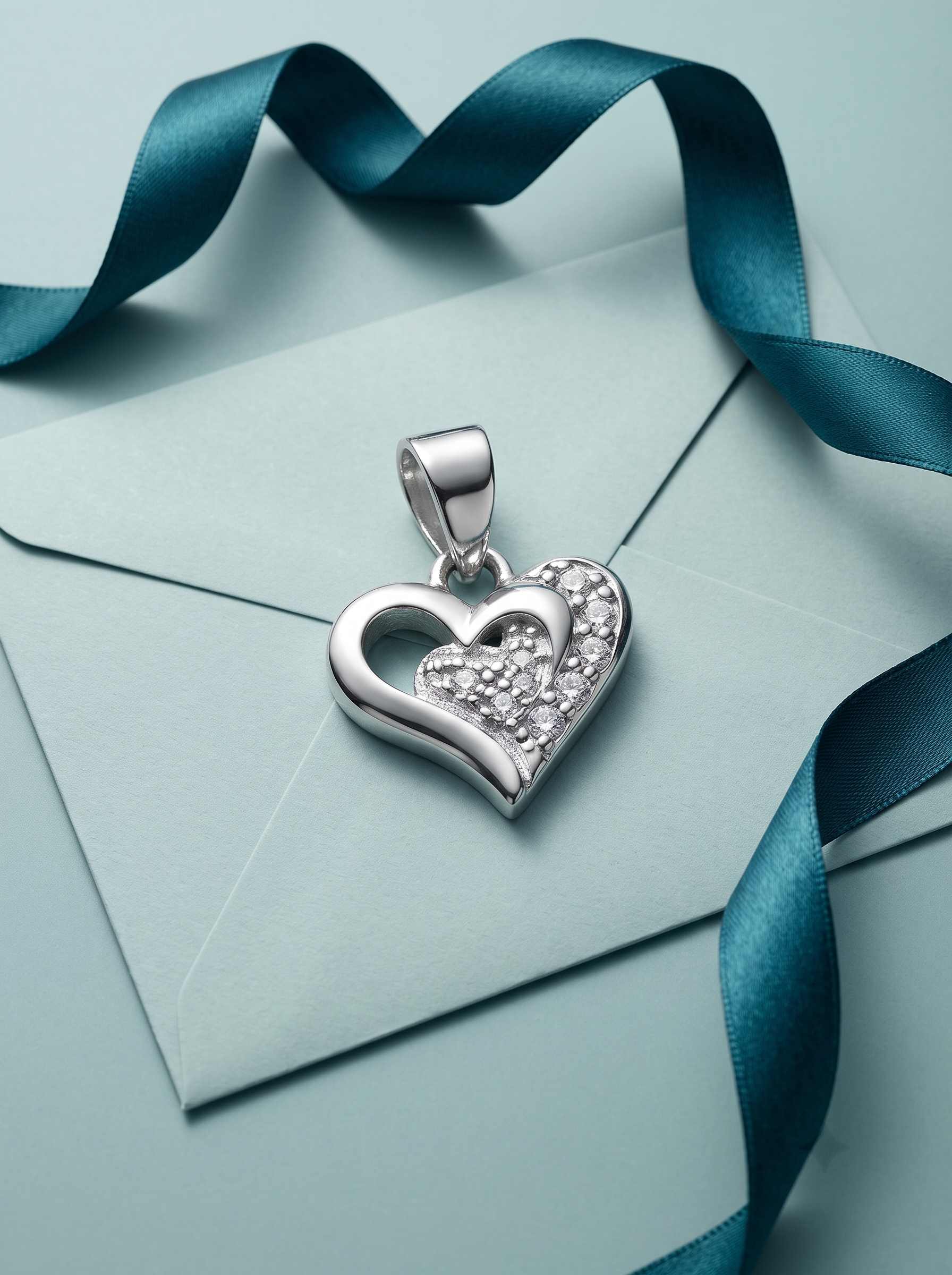 SYLVEXIA 925 Sterling Silver Classic Heart CZ Pendant for Women