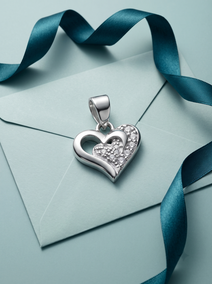 SYLVEXIA 925 Sterling Silver Classic Heart CZ Pendant for Women