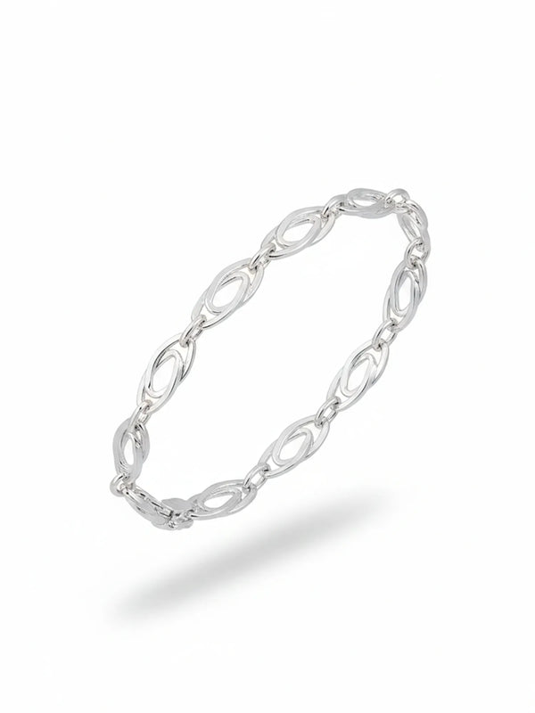 Sylvexia Men’s Silver Oval Link Bracelet Minimal & Stylish Design