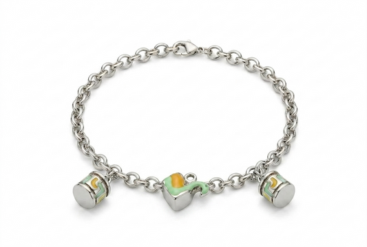 SYLVEXIA 925 Sterling Silver Tea Cup Charm Bracelet for Women