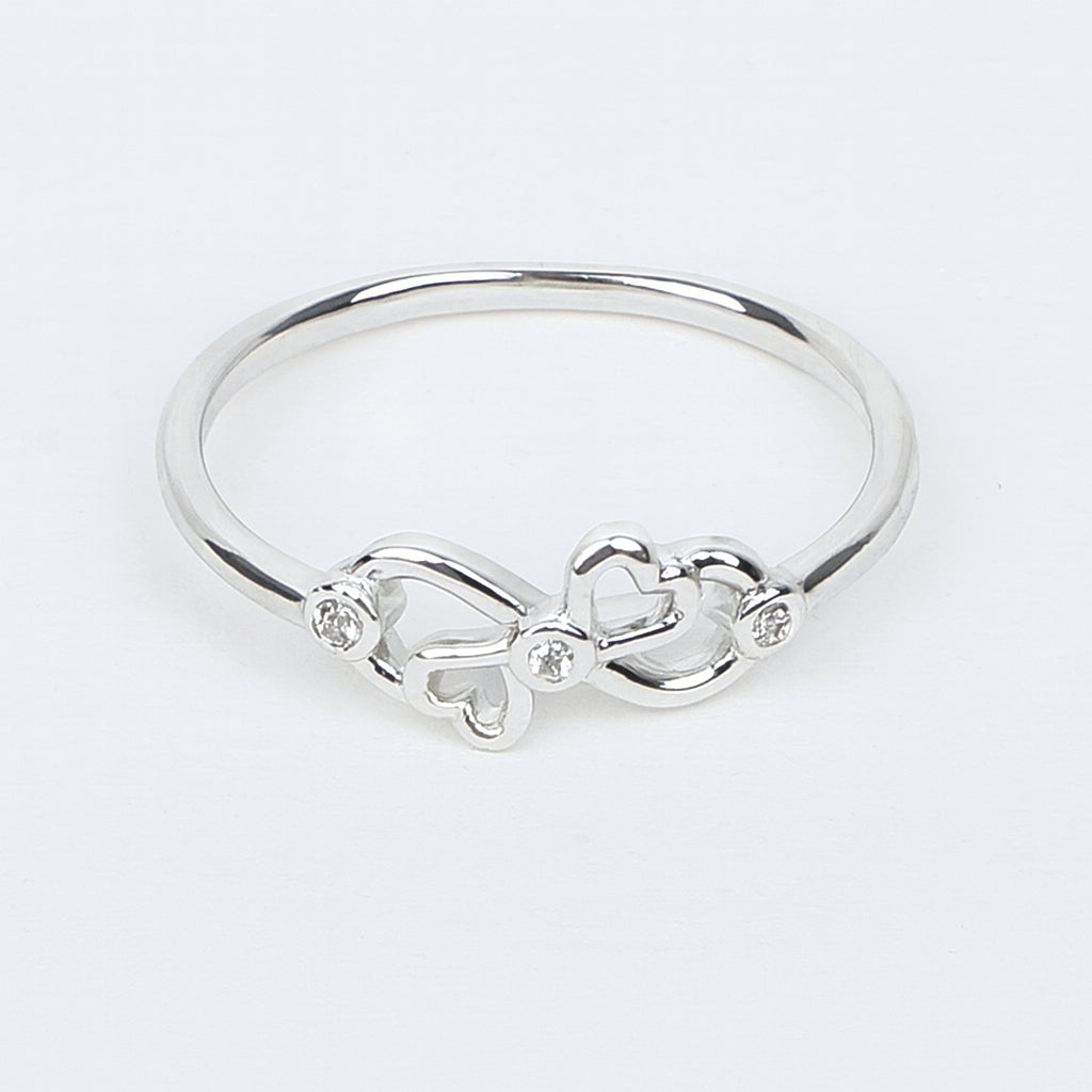 SYLVEXIA 925 Sterling Silver Double Heart Ring for Women