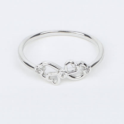 SYLVEXIA 925 Sterling Silver Double Heart Ring for Women