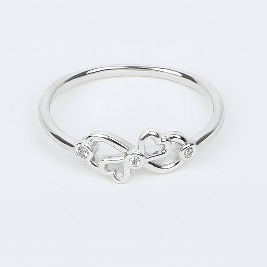 SYLVEXIA 925 Sterling Silver Double Heart Ring for Women