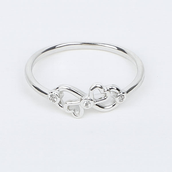 SYLVEXIA 925 Sterling Silver Double Heart Ring for Women