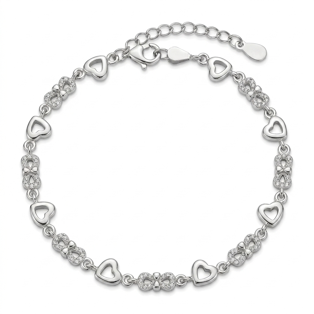 SYLVEXIA 925 Sterling Silver Heart Infinity Bracelet for Women