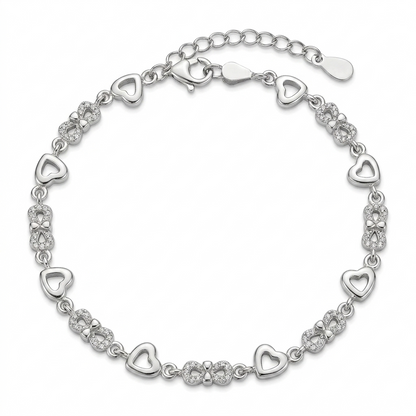 SYLVEXIA 925 Sterling Silver Heart Infinity Bracelet for Women