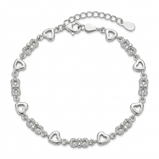 SYLVEXIA 925 Sterling Silver Heart Infinity Bracelet for Women