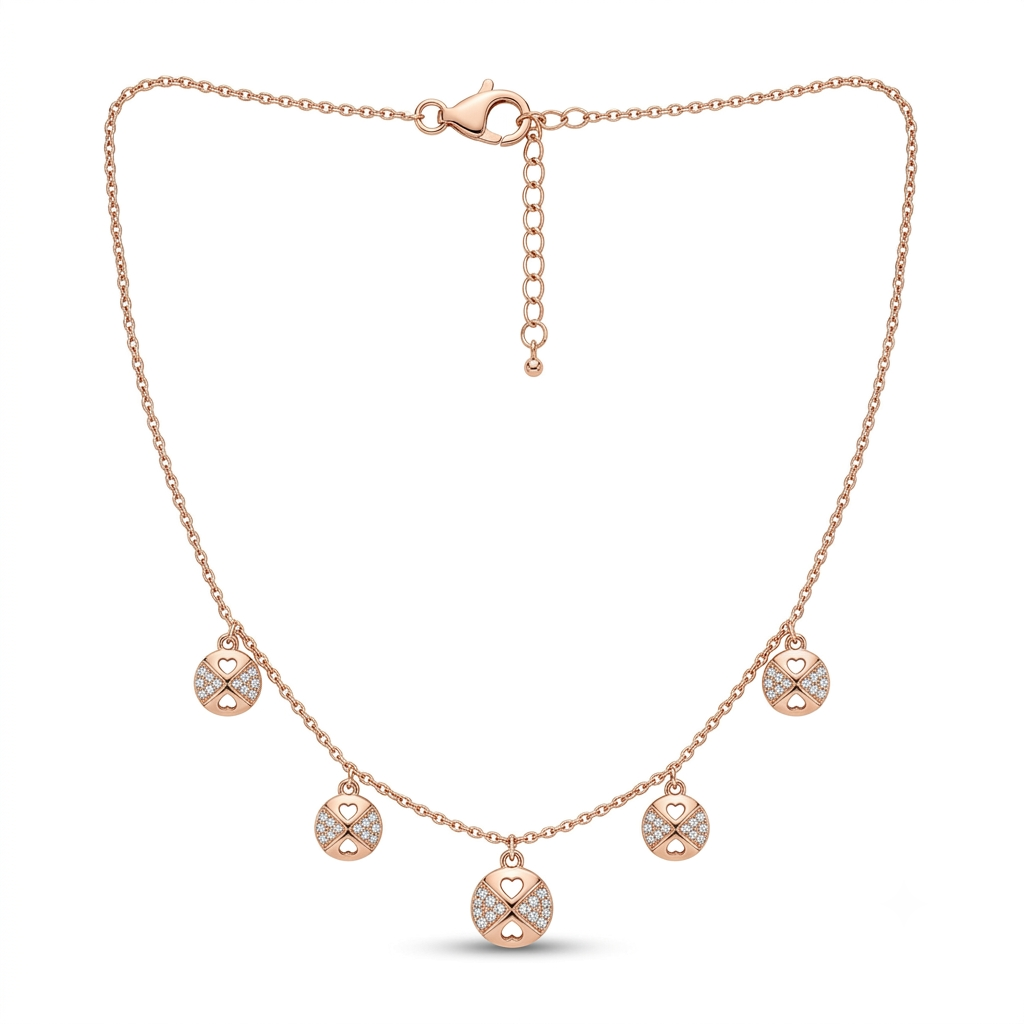 SYLVEXIA 925 Sterling Silver Rose Gold Clover Charm Necklace for Women
