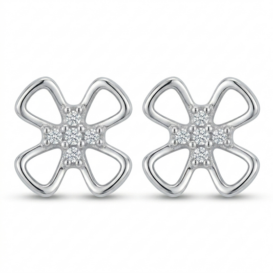 SYLVEXIA 925 Sterling Silver Flower Stud Earrings for Women