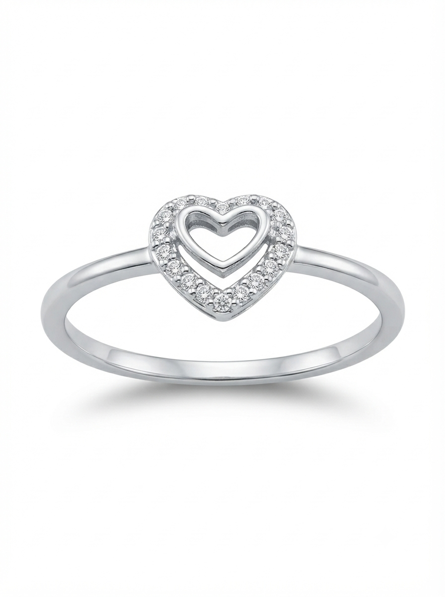 SYLVEXIA 925 Sterling Silver Heart Stone Ring for Women