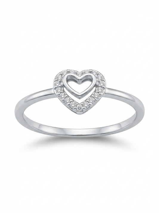 SYLVEXIA 925 Sterling Silver Heart Stone Ring for Women