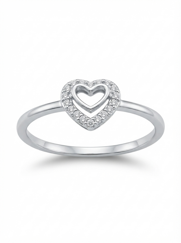 SYLVEXIA 925 Sterling Silver Heart Stone Ring for Women