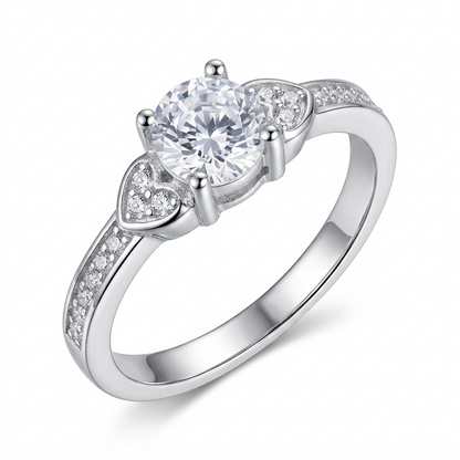 SYLVEXIA 925 Sterling Silver Round Cut Cubic Zirconia Ring for Women