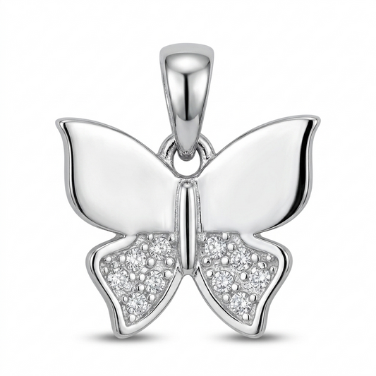 Sylvexia 925 Sterling Silver Butterfly Pendant for Women with Cubic Zirconia