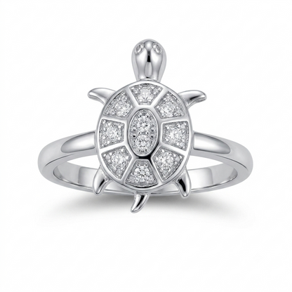 Sylvexia 925 Sterling Silver CZ Turtle Ring for Women