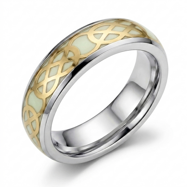 925 Sterling Silver Engraved Pattern Ring for Men Two Tone Ring
