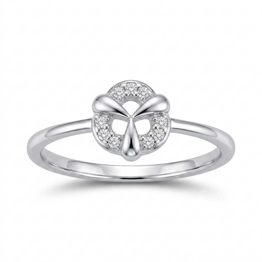 Sylvexia 925 Sterling Silver Geometric CZ Ring for Women