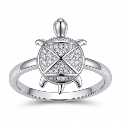 Sylvexia 925 Sterling Silver CZ Turtle Ring for Women
