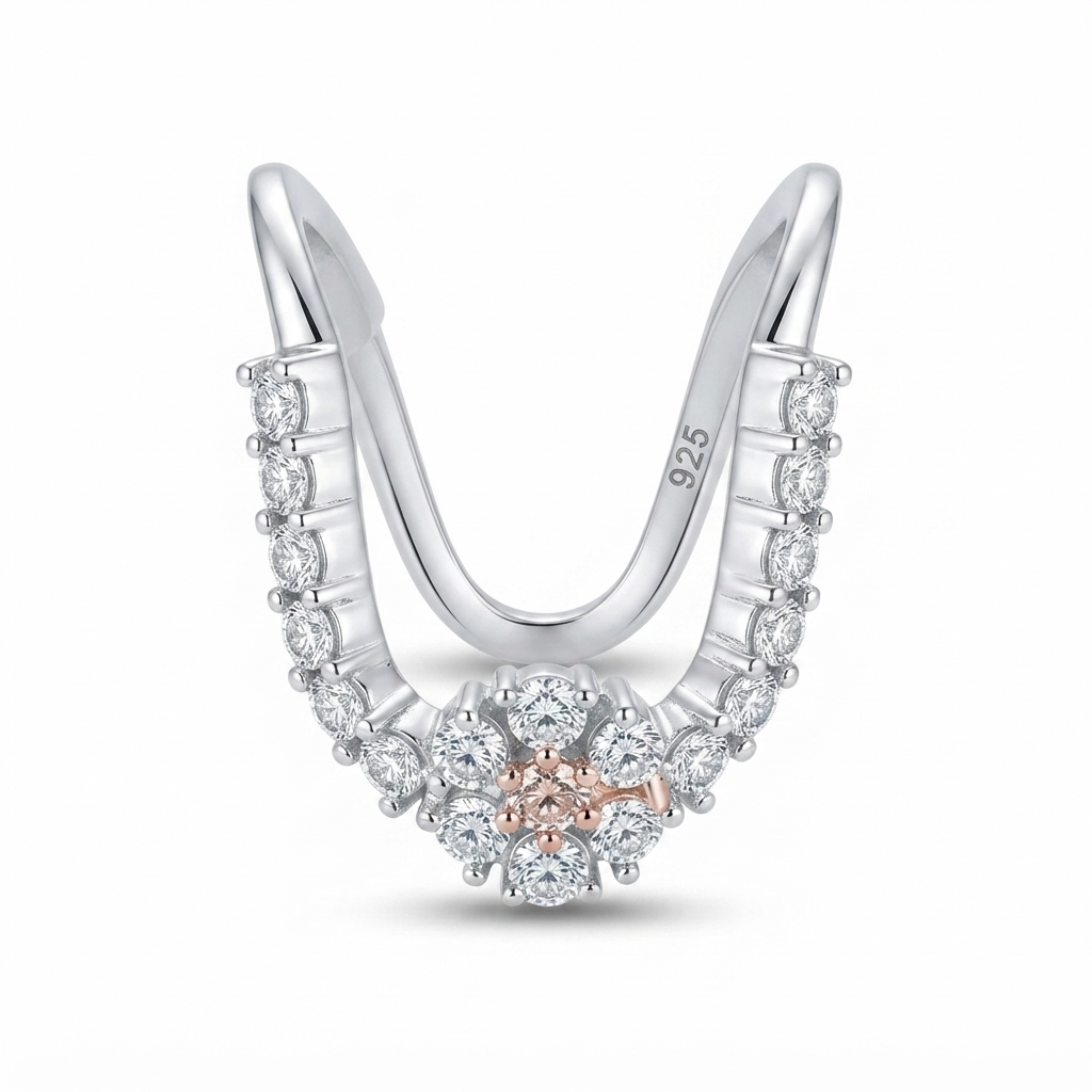 Sylvexia 925 Sterling Silver Two Tone CZ Cluster Ring for Women
