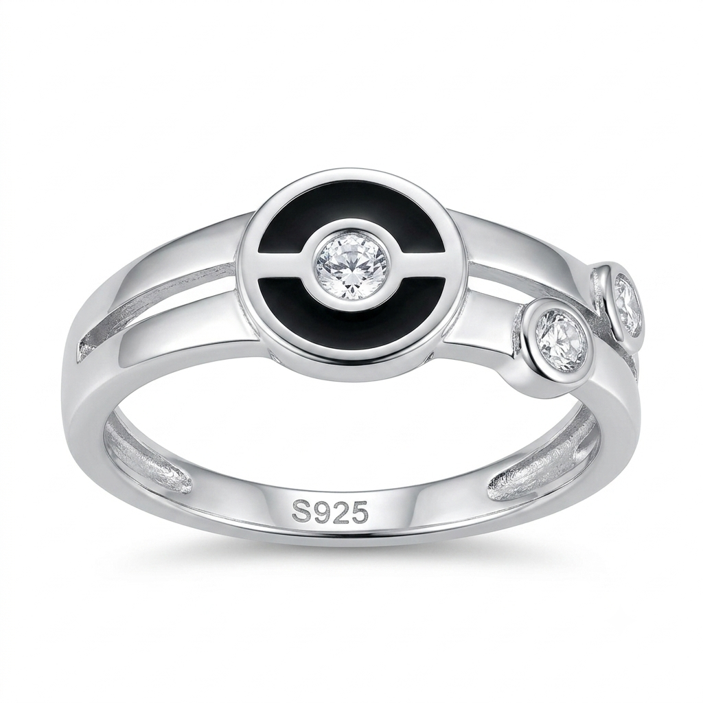 925 Sterling Silver CZ Black Enamel Ring for Men Stylish Design