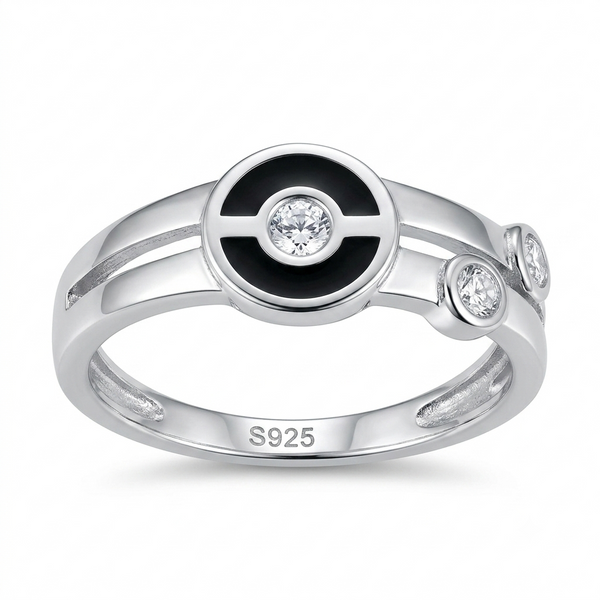 925 Sterling Silver CZ Black Enamel Ring for Men Stylish Design