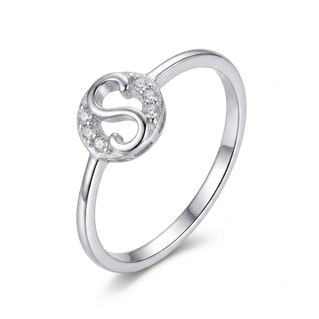 Sylvexia 925 Sterling Silver S Shape CZ Ring for Women