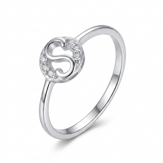 Sylvexia 925 Sterling Silver S Shape CZ Ring for Women
