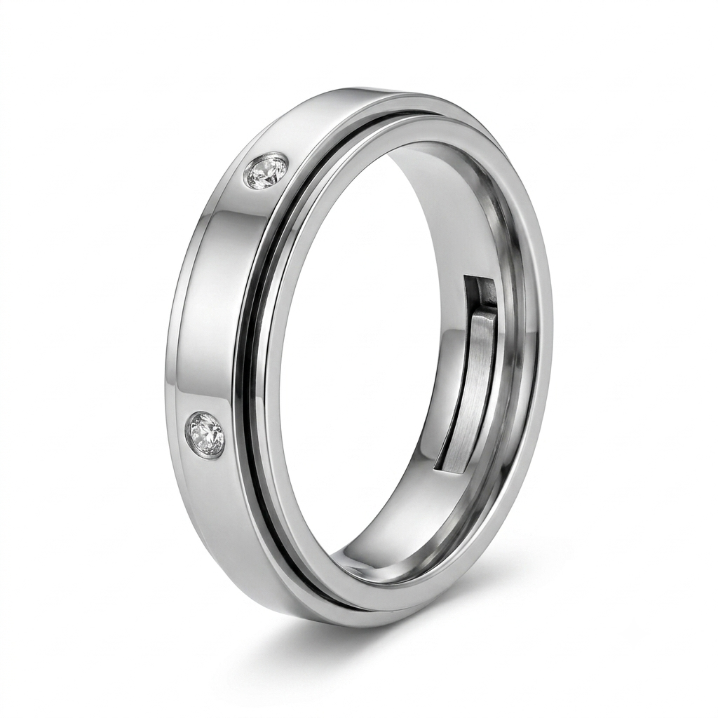 925 Sterling Silver Mens Bezel Set CZ Band Ring