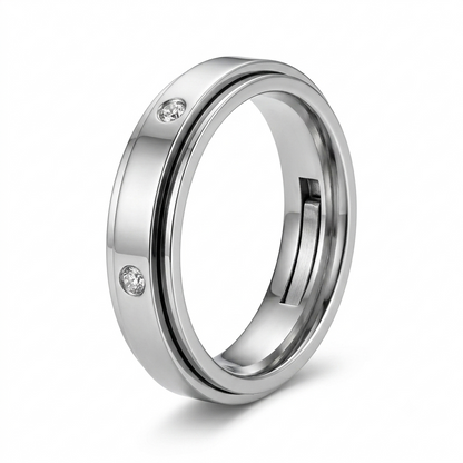 925 Sterling Silver Mens Bezel Set CZ Band Ring