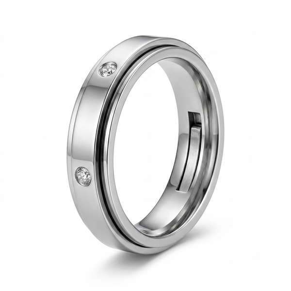 925 Sterling Silver Mens Bezel Set CZ Band Ring