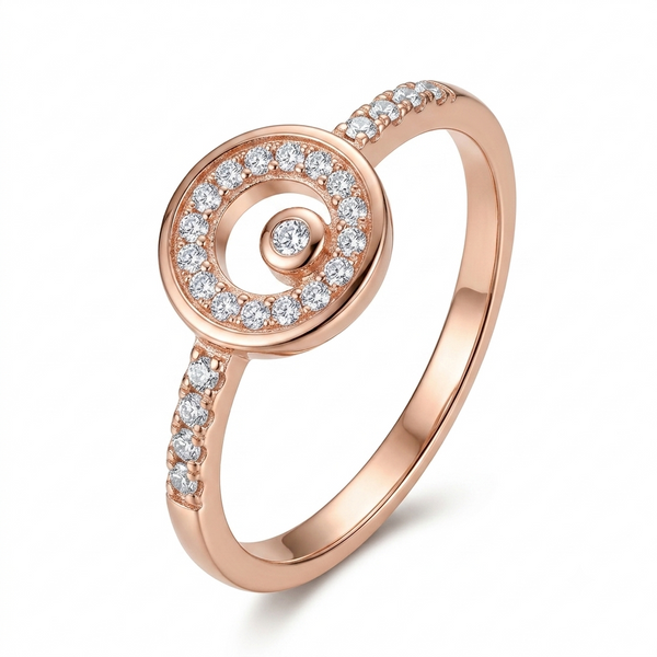 Sylvexia 925 Sterling Silver Rose Gold Evil Eye CZ Ring for Women