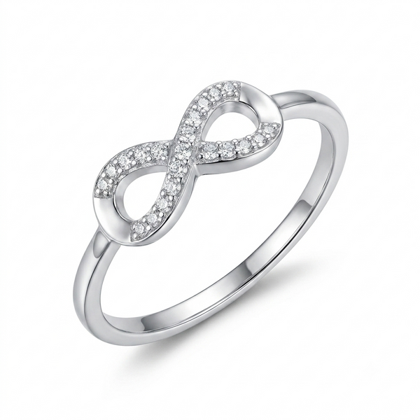 Sylvexia 925 Sterling Silver Infinity CZ Ring for Women