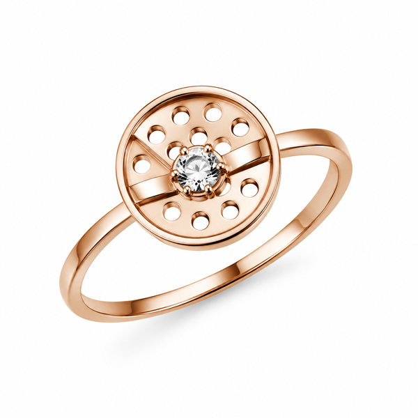 Sylvexia 925 Sterling Silver Round Halo Ring with CZ Stone