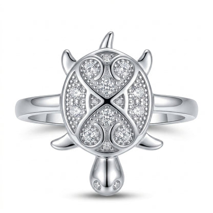Sylvexia 925 Sterling Silver CZ Turtle Ring for Women