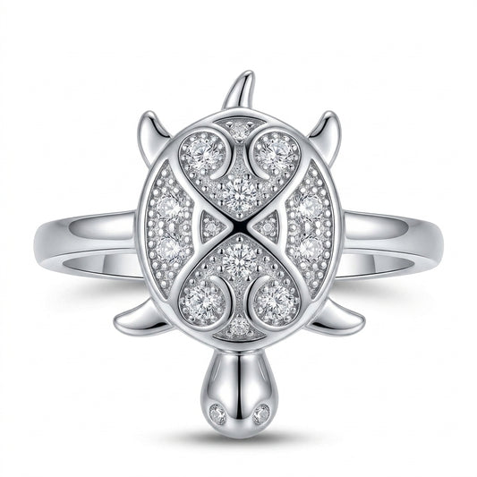 Sylvexia 925 Sterling Silver CZ Turtle Ring for Women