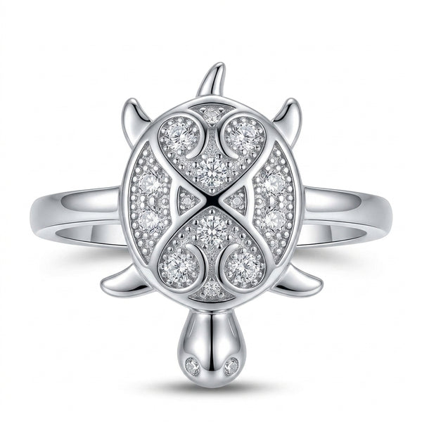 Sylvexia 925 Sterling Silver CZ Turtle Ring for Women