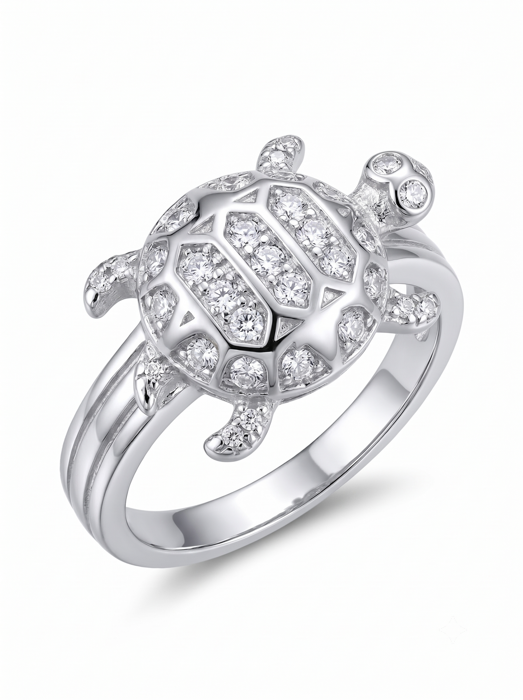 SYLVEXIA 925 Sterling Silver CZ Turtle Design Statement Ring for Men