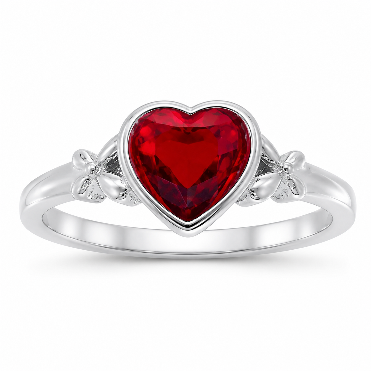 Sylvexia 925 Sterling Silver Red CZ Celtic Knot Ring for Women