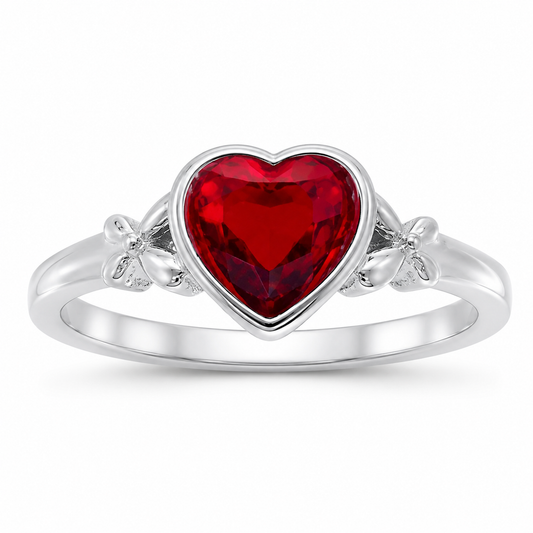 Sylvexia 925 Sterling Silver Red CZ Celtic Knot Ring for Women