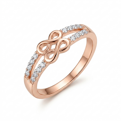 925 Sterling Silver Rose Gold Infinity CZ Ring