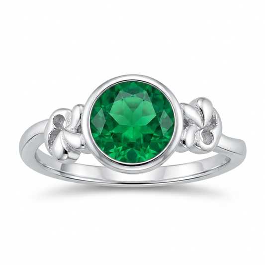 Sylvexia 925 Sterling Silver Green CZ Celtic Knot Ring for Women