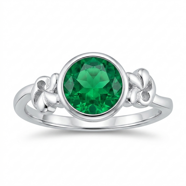Sylvexia 925 Sterling Silver Green CZ Celtic Knot Ring for Women