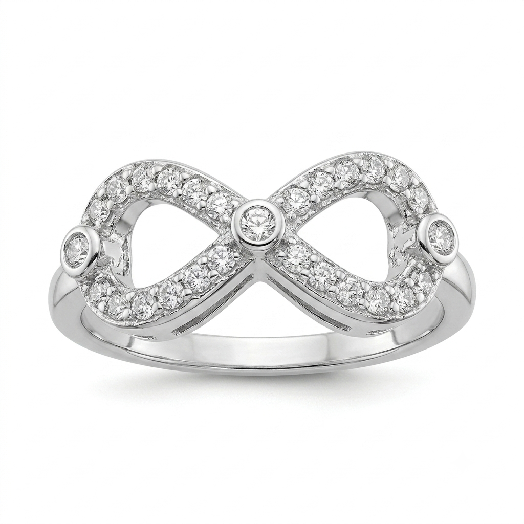 Sylvexia 925 Sterling Silver Infinity CZ Ring for Women